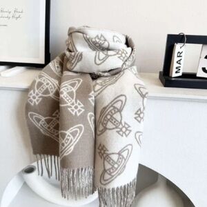 Vivienne Westwood Beige and Cream Logo Scarf